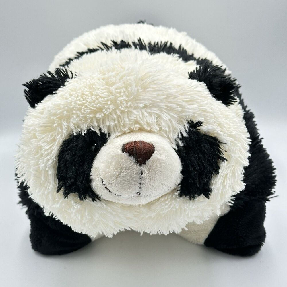 Pillow Pets 2010 Panda Bear 18" White Black Plush Original Stuffed Animal VGC
